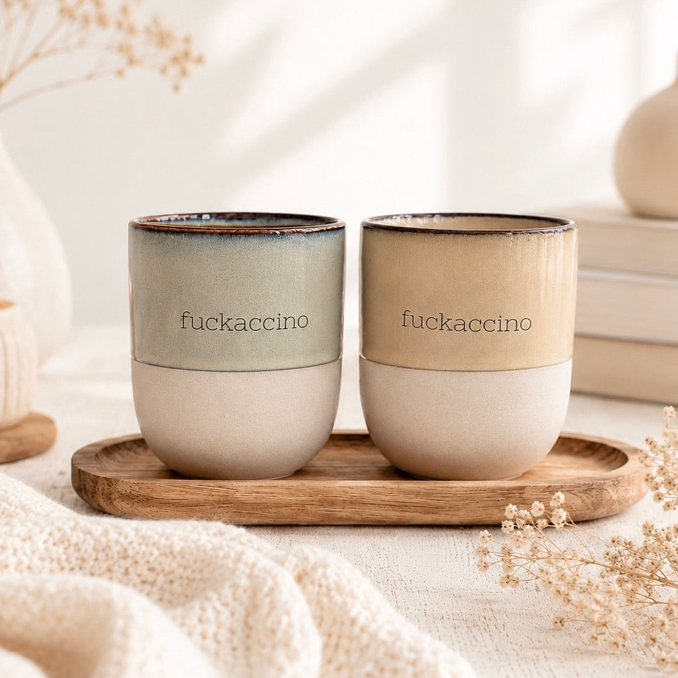 Steingut-Tasse „fuckaccino“ – Handmade Look Lieblingsschuppen.de