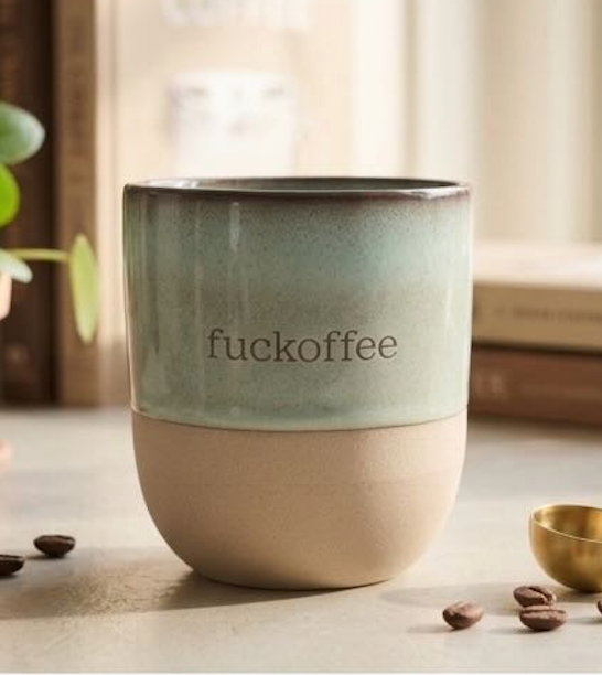 Steingut-Tasse „fuckoffee“ – Handmade Look Lieblingsschuppen.de