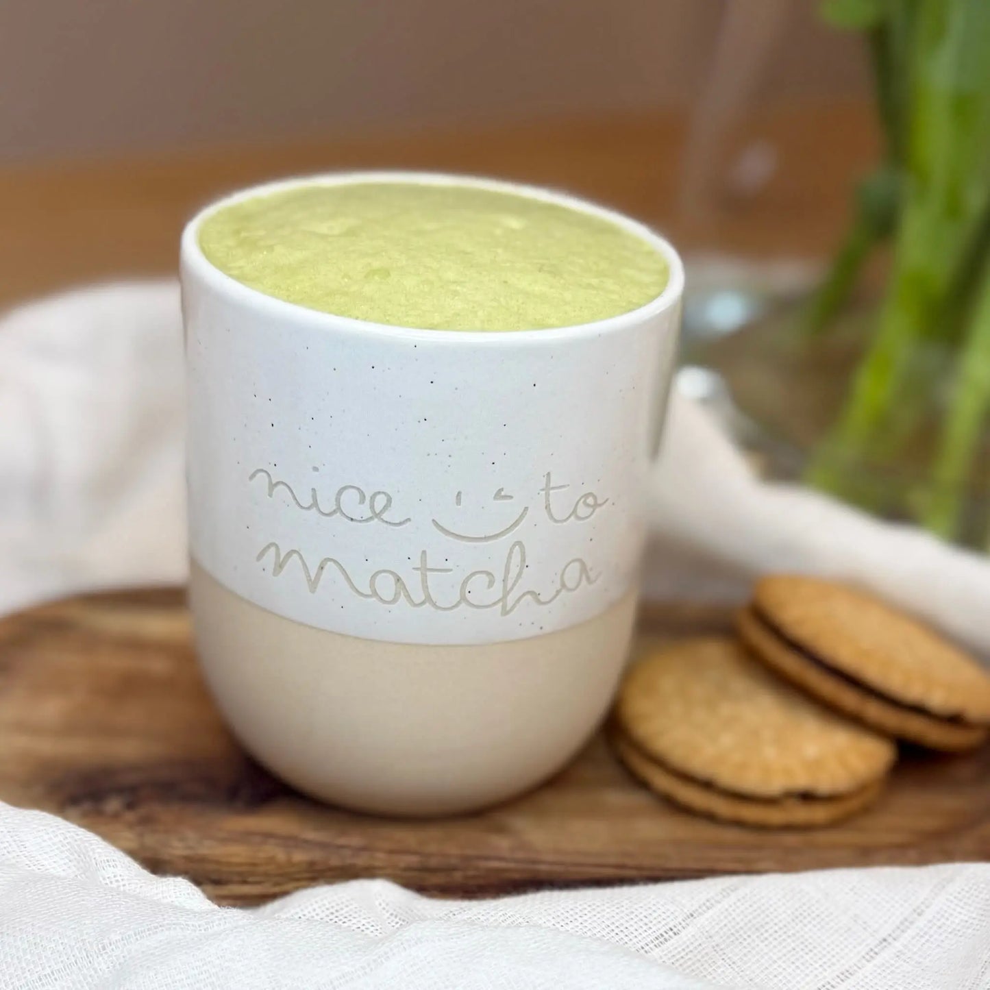 nice to matcha Tasse 320 ml, graviert, Geschenk für Kaffee- & Matcha-Fans Lieblingsschuppen.de