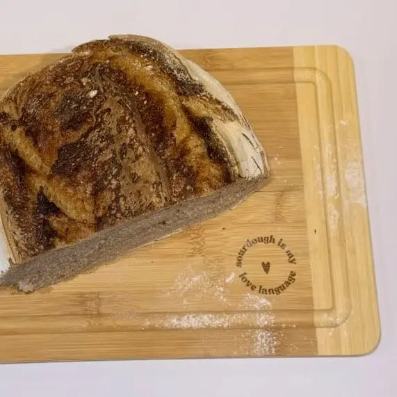 Sauerteig Brotbrett aus Bambus | Sourdough is my love language | 30x20cm Lieblingsschuppen