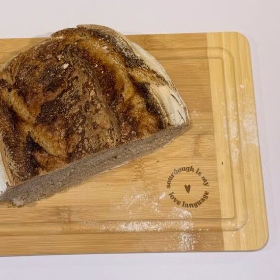 Sourdough is my love language - Bambus Brotbrett 30x20cm