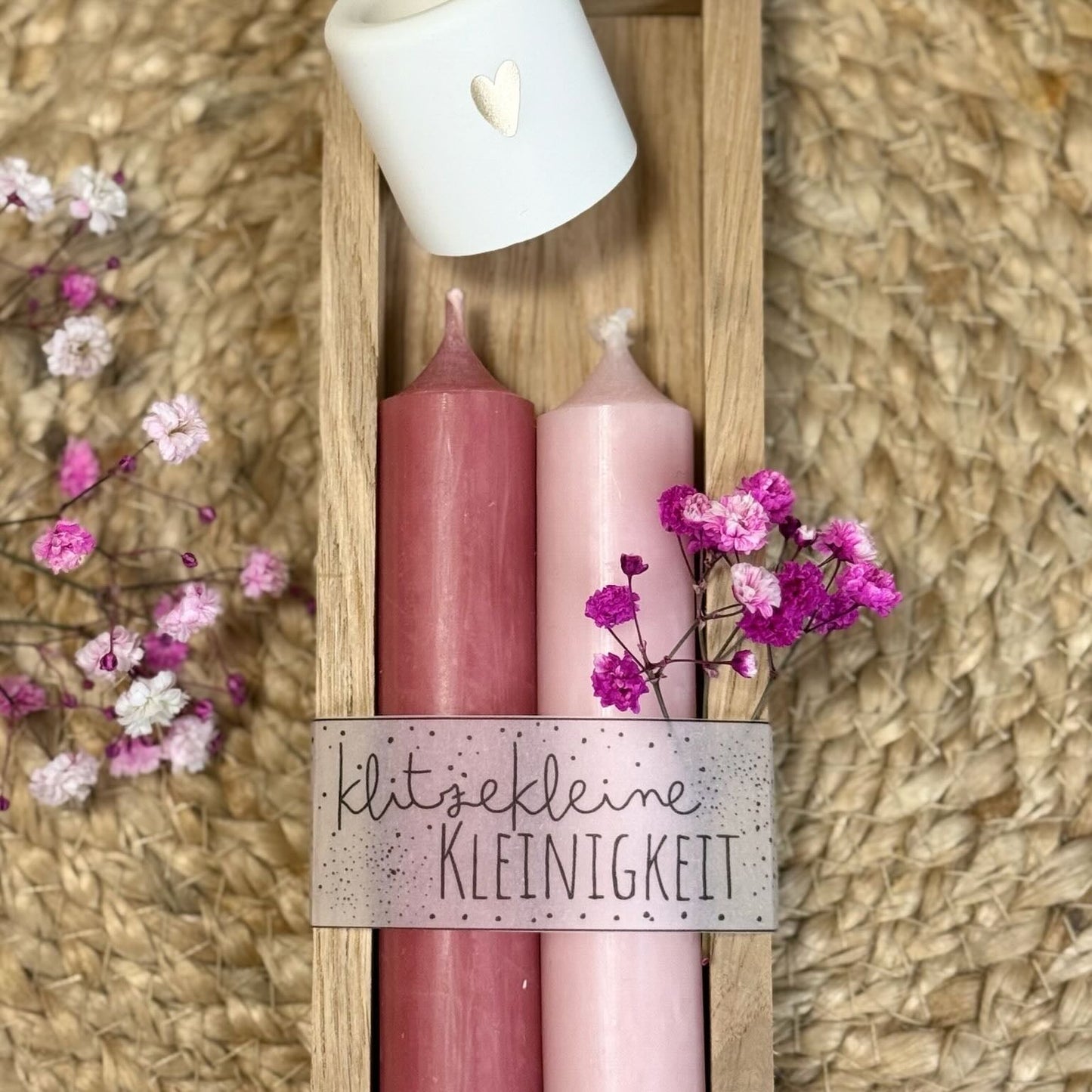 Kerzenset im Holzrahmen – Liebevolles Geschenk