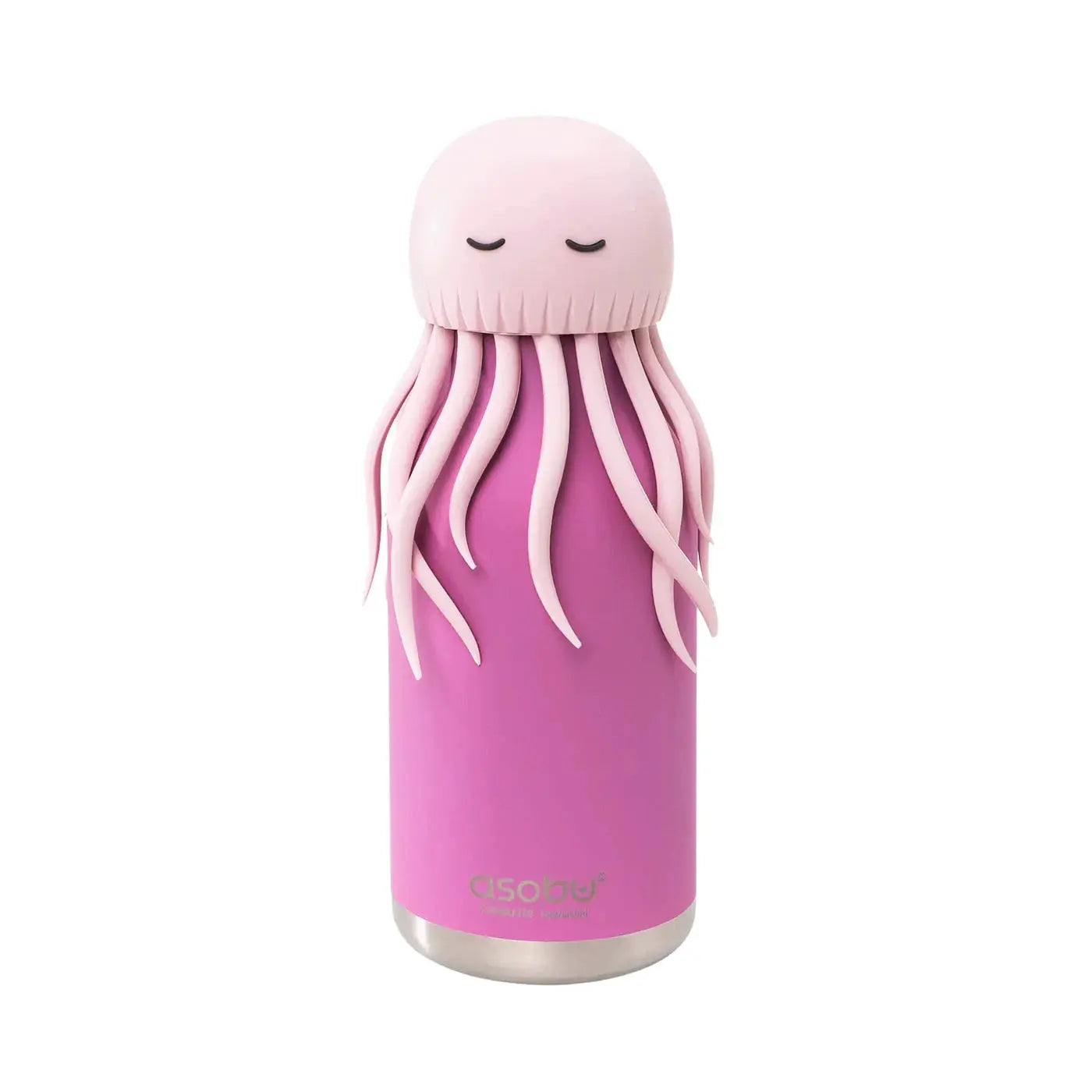 ASOBU Bestie Trinkflasche Qualle 460 ml Doppelwandig Edelstahl Soft Touch Oberfläche Auslaufsicherer Silikon Trinkhalm Kopf by Asobu