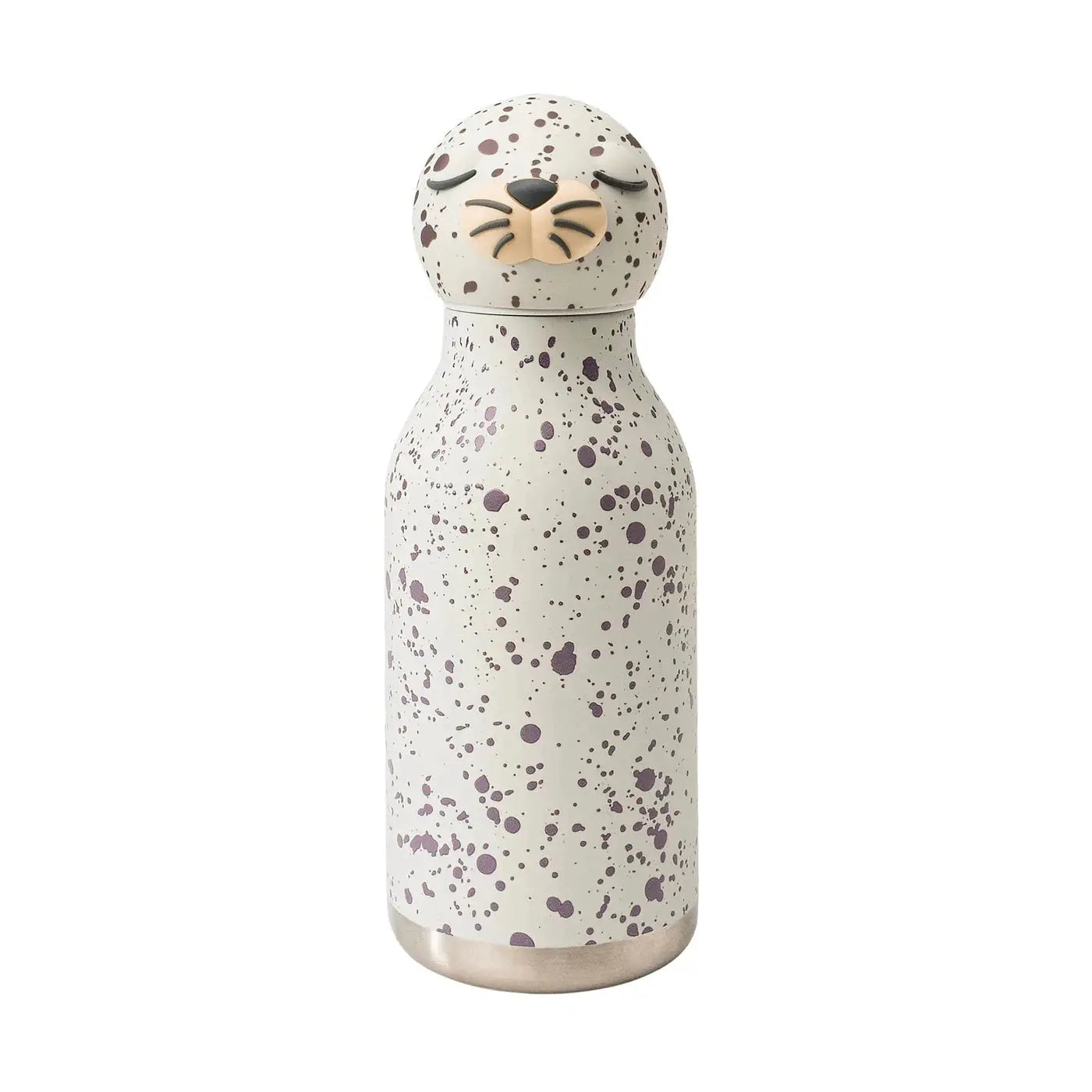 ASOBU Bestie Trinkflasche Robbe 460 Ml Doppelwandig Edelstahl Soft Touch Auslaufsicherer Silikon Trinkhalm Robben Kopf by Asobu