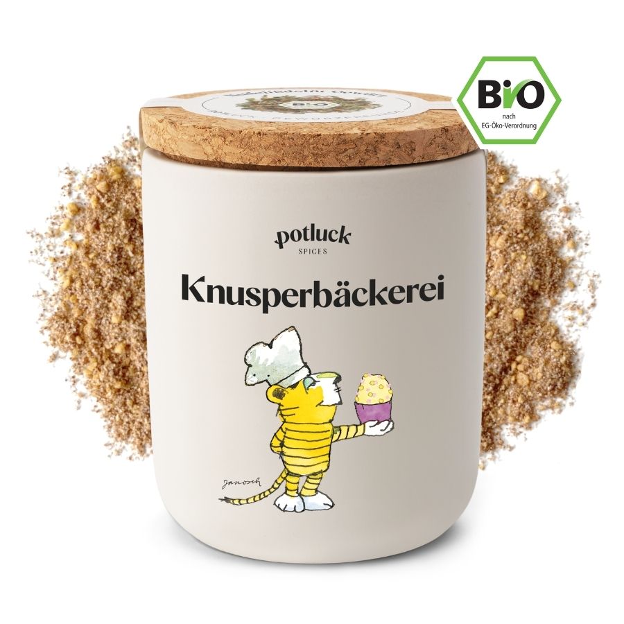 Bio Knusperbäckerei Gewürz 85g von Potluck & Janosch – Verpackung
