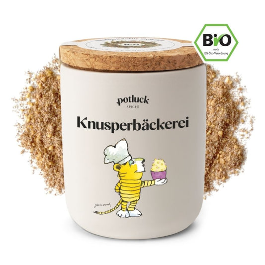 Bio Knusperbäckerei Gewürz 85g von Potluck & Janosch – Verpackung