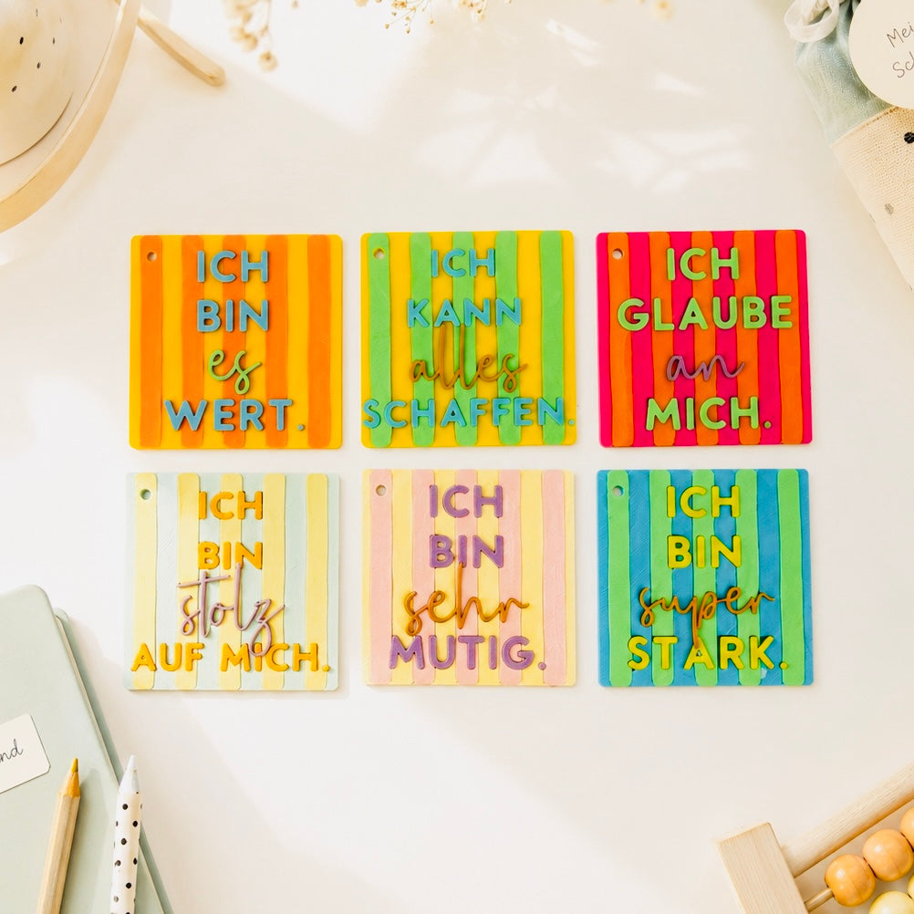 Mutmacher & Affirmationsanhänger 6er-Set | Geschenk zum Schulstart Lieblingsschuppen.de