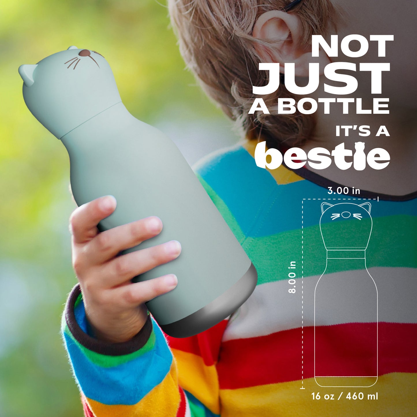 ASOBU Bestie Katze Trinkflasche 460ml – Ansicht 2