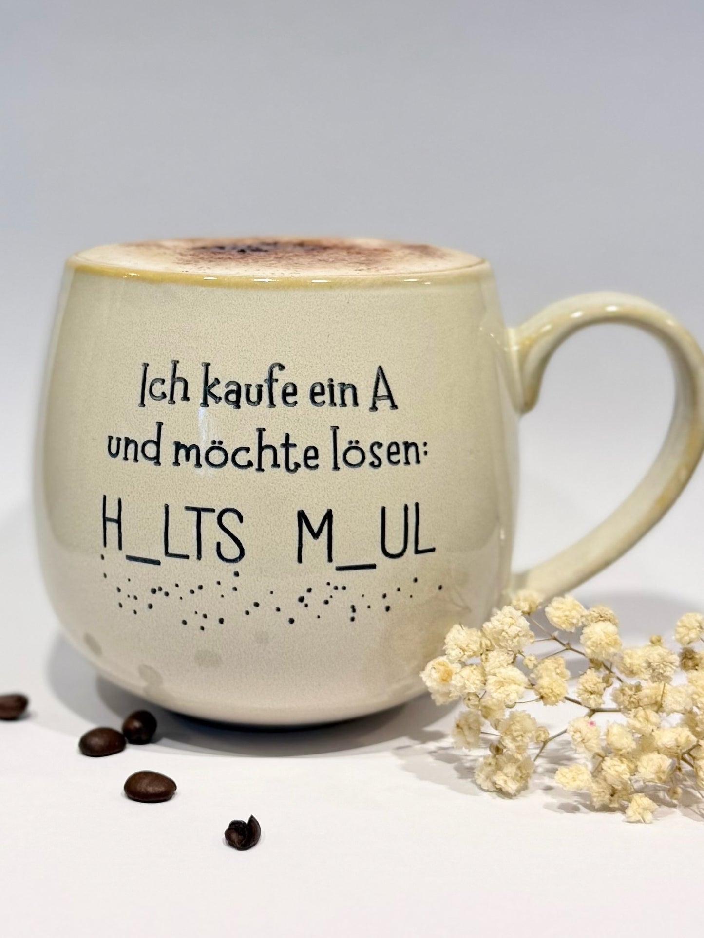 Galgenmännchen Tasse – HALTS MAUL oder FICK DICH – 420 ml – Statement mit Humor