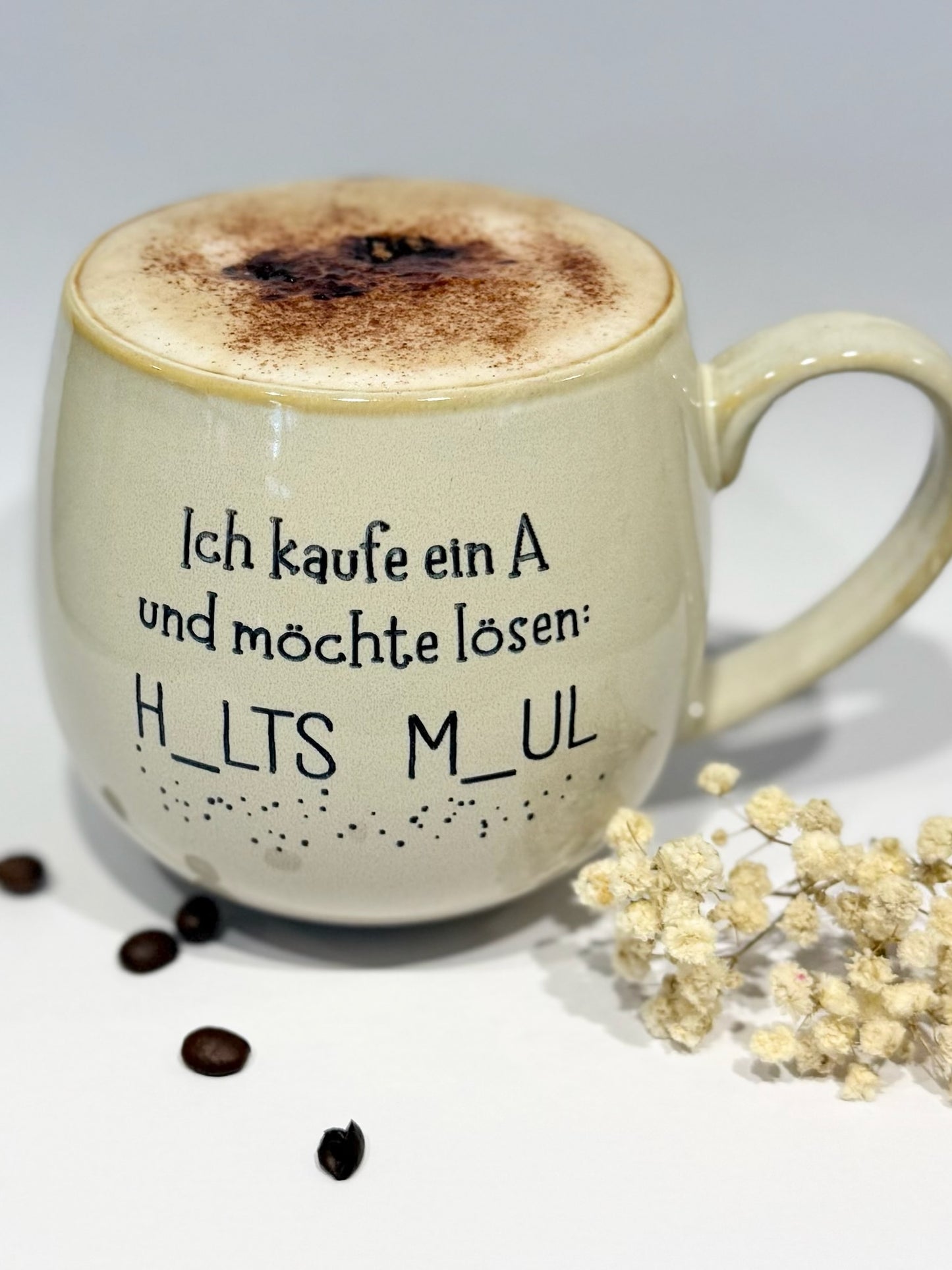 Galgenmännchen Tasse – HALTS MAUL oder FICK DICH – 420 ml – Statement mit Humor
