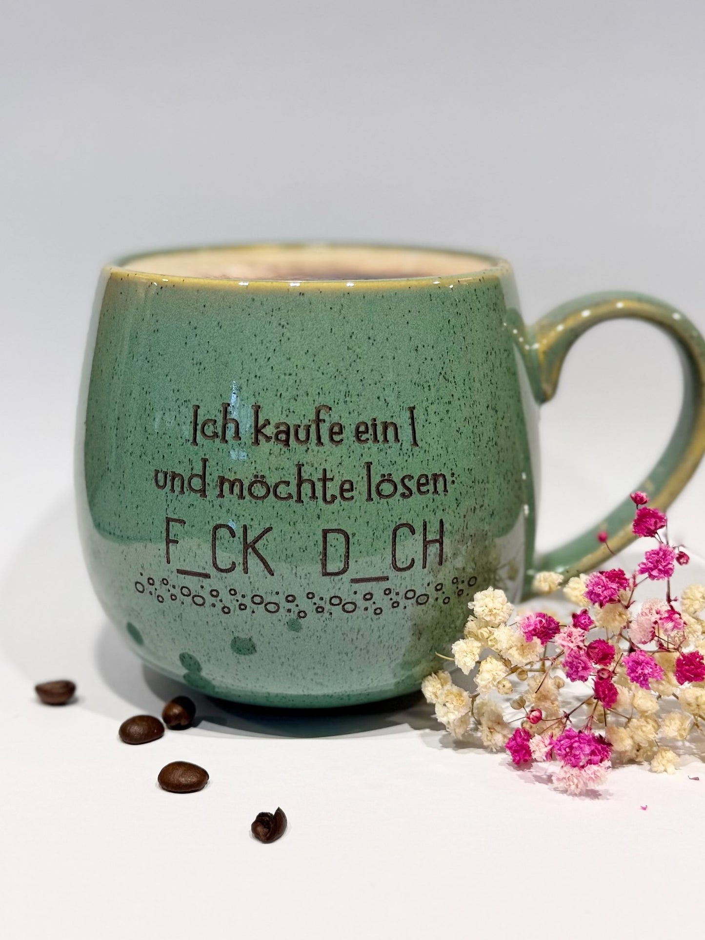 Galgenmännchen Tasse – HALTS MAUL oder FICK DICH – 420 ml – Statement mit Humor