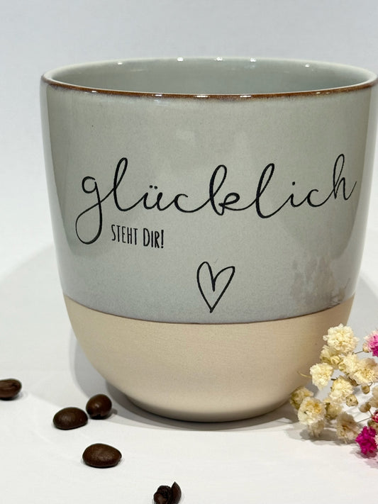 Tasse „glücklich steht dir!“ – 350 ml – Liebevoll, inspirierend & graviert