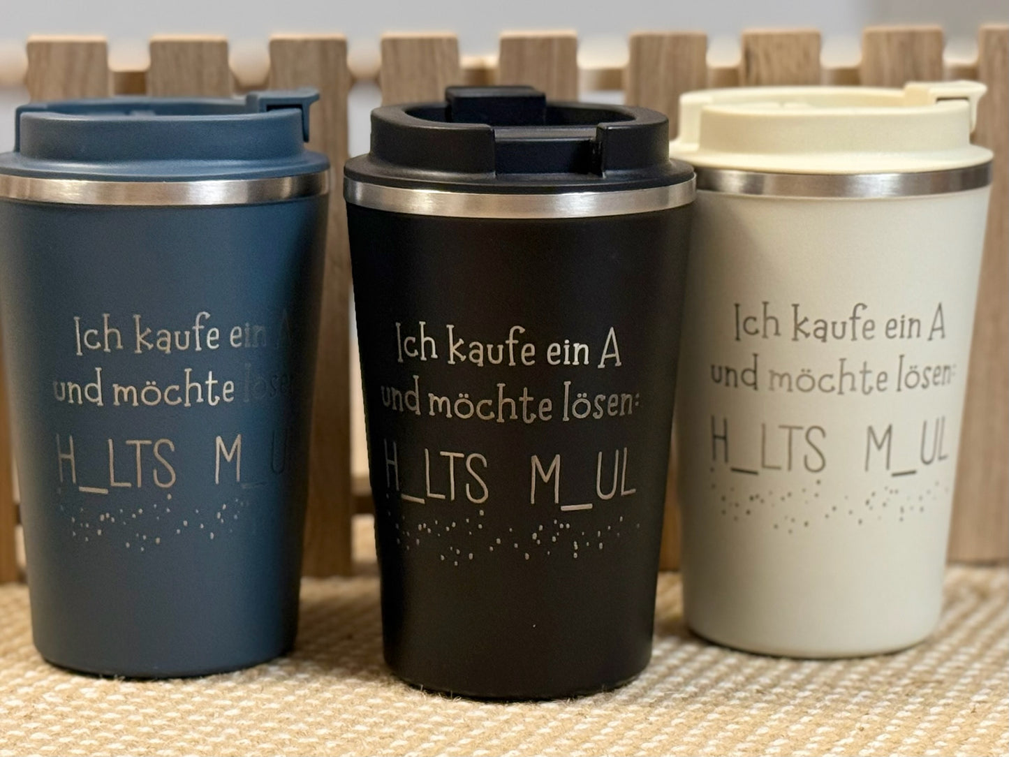 Thermobecher „Ich kaufe ein A und möchte lösen“ – HALTS MAUL