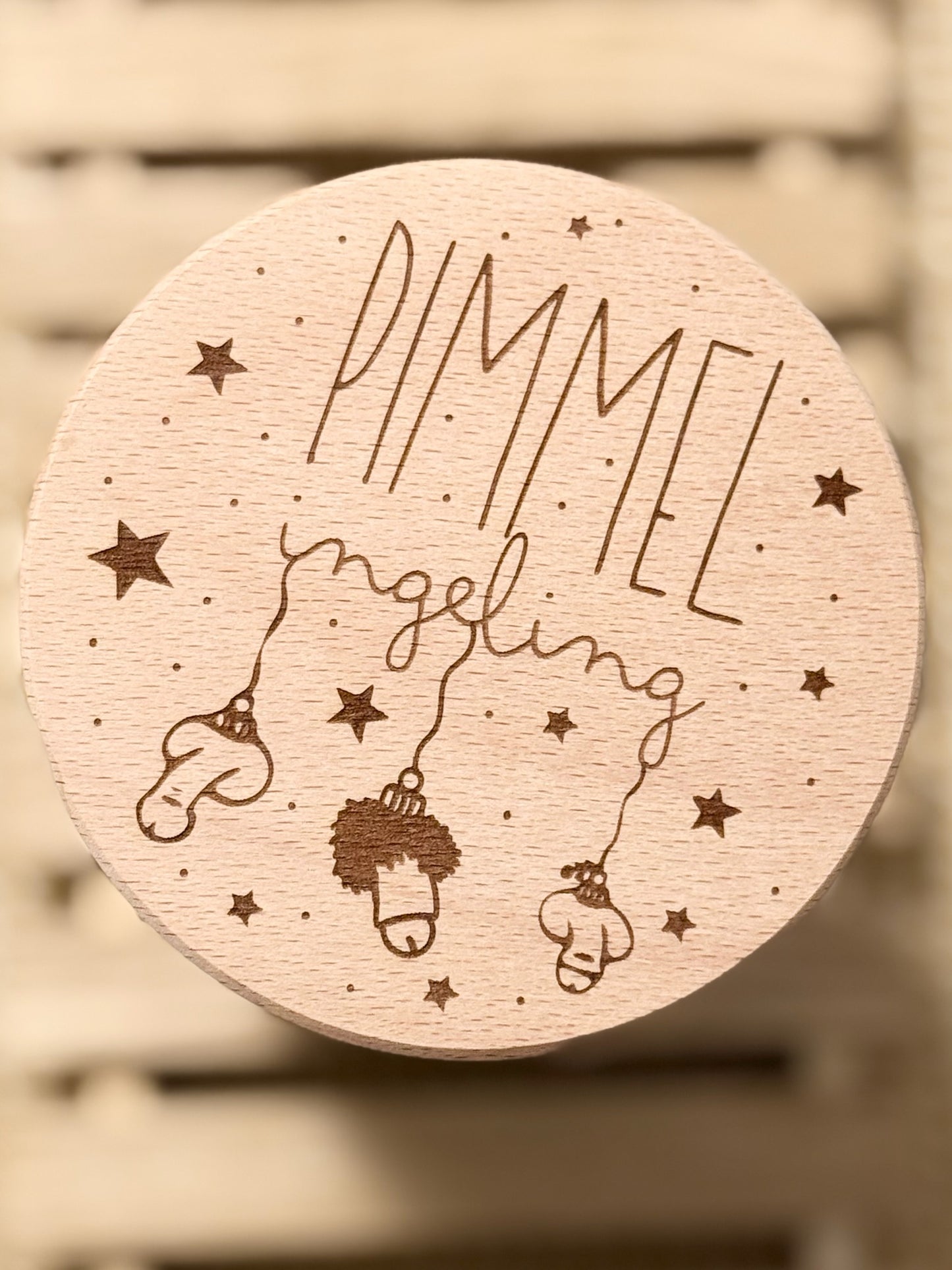 Vorratsglas „PIMMEL-ingeling“ – lustiges Glas mit graviertem Holzdeckel 🎄