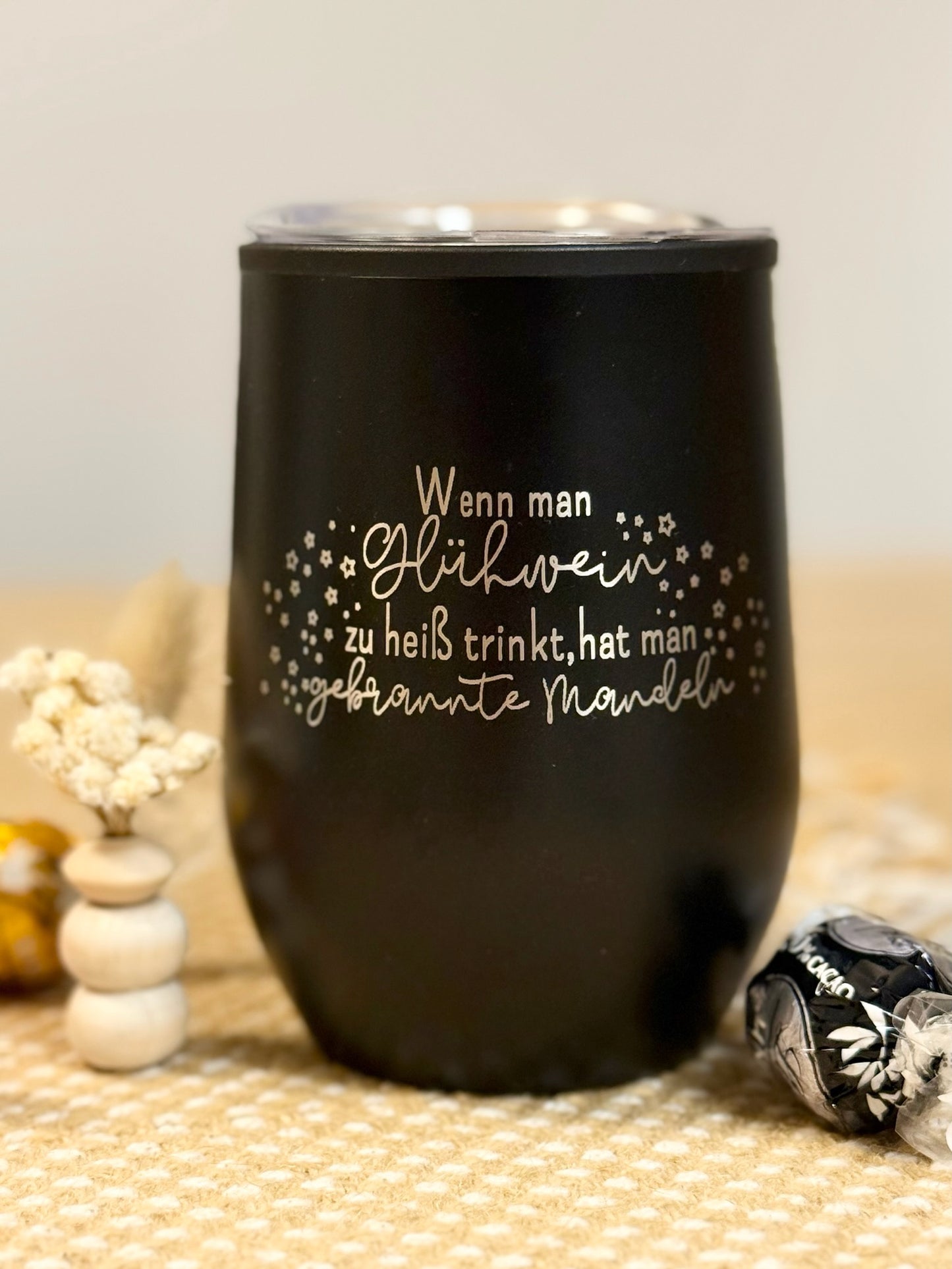 Thermobecher „Glühwein zu heiß“ – Lustiger Weihnachtsbecher 300 ml