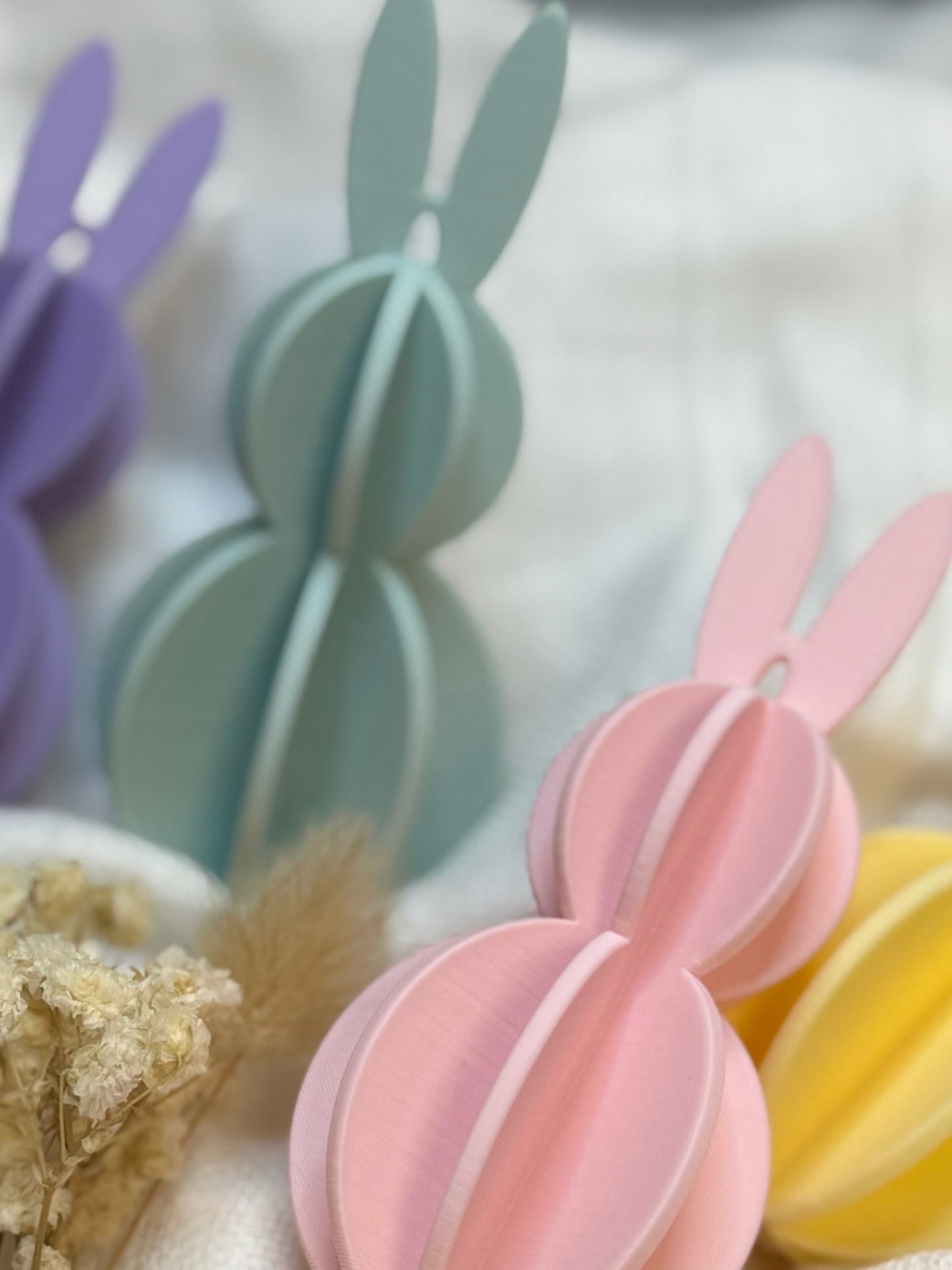 4er Set Osterhasen Anhänger im Waben Design aus dem 3D Druck inkl. Versand