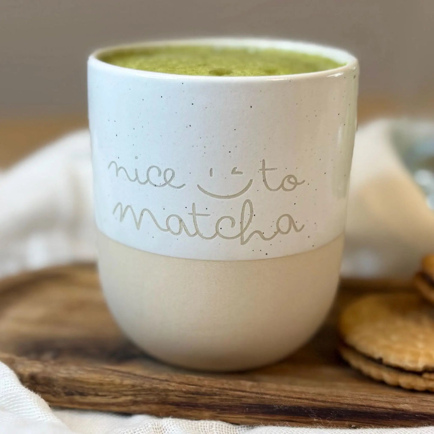 nice to matcha Tasse 320 ml, graviert, Geschenk für Kaffee- & Matcha-Fans Lieblingsschuppen.de