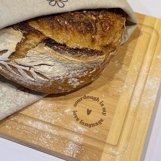 Sourdough is my love language - Bambus Brotbrett 30x20cm