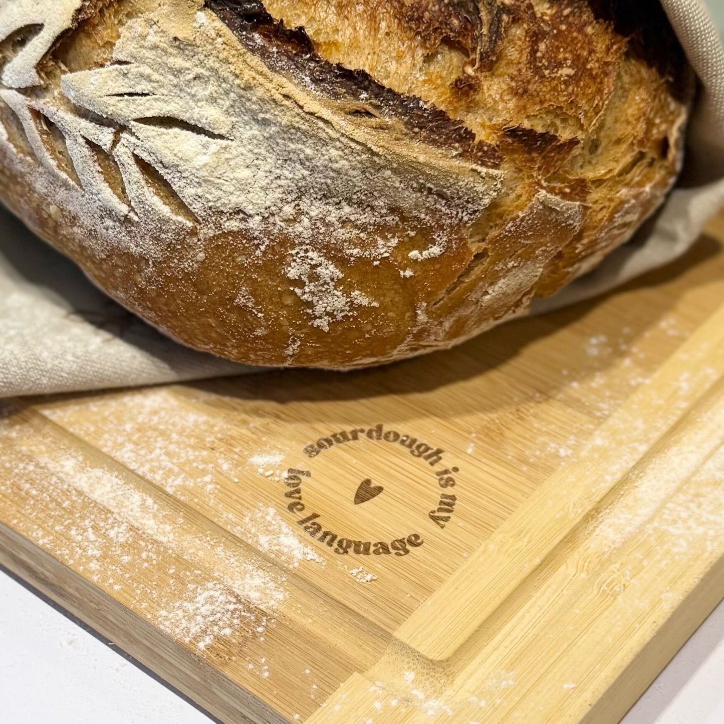 Sourdough is my love language - Bambus Brotbrett 30x20cm