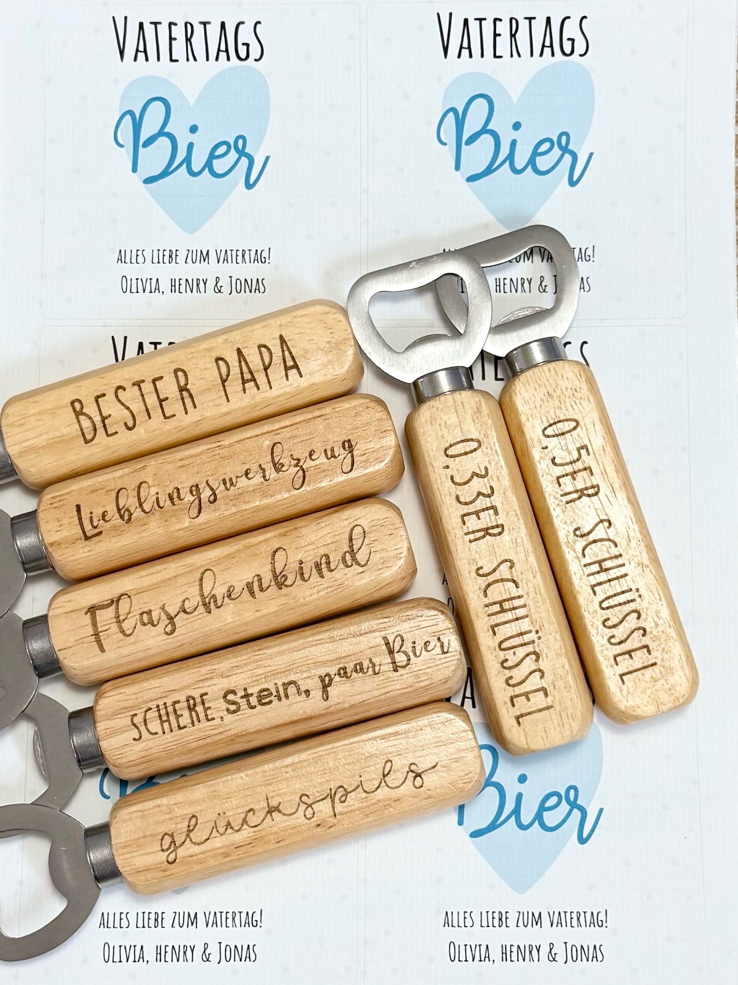 Vatertags Bier Etiketten + Flaschenöffner