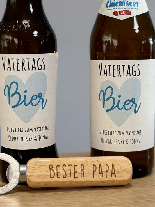 Vatertags Bier Etiketten + Flaschenöffner