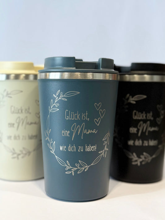 Thermobecher „Glück ist, eine Mama wie dich zu haben“ – Das perfekte Muttertagsgeschenk!