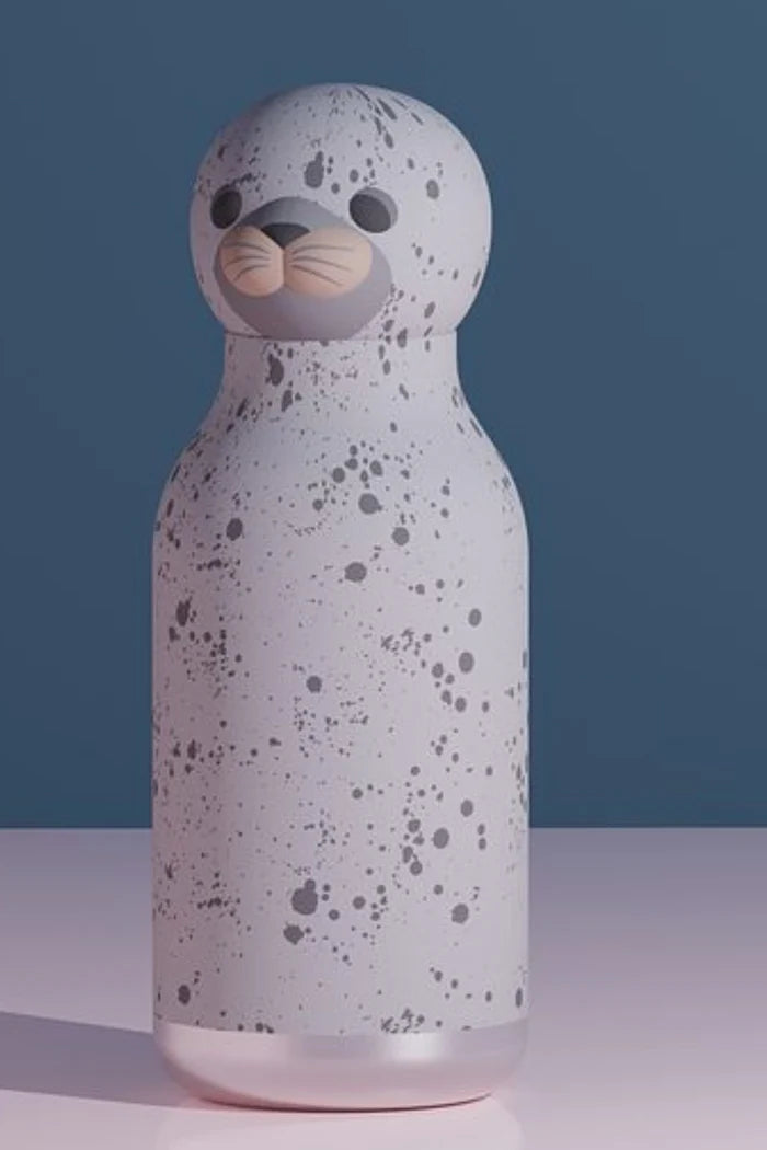 ASOBU Bestie Robbe Trinkflasche 460ml - Kinder Edelstahl Isolierflasche