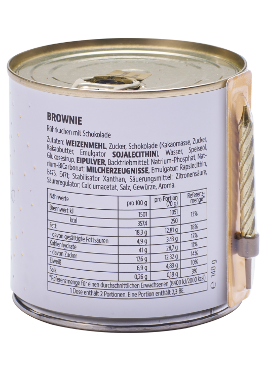 Cancake Happy Birthday white – Brownie Geburtstagskuchen im Dosenformat Cancake