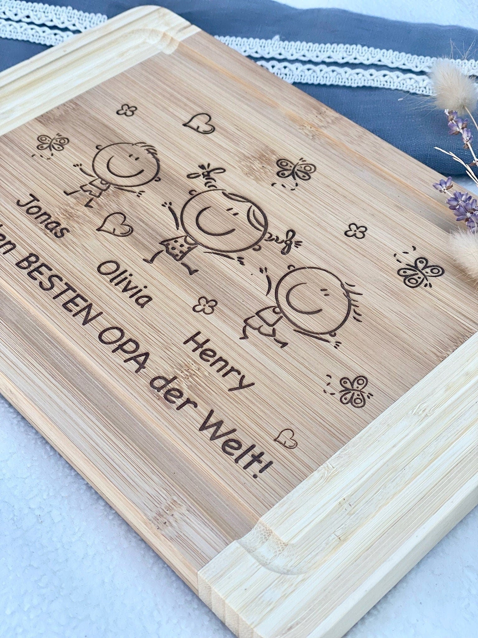 Geschenk für Oma & Opa - Bester Opa, Beste Oma der Welt - Brettchen mit Namen der Enkel