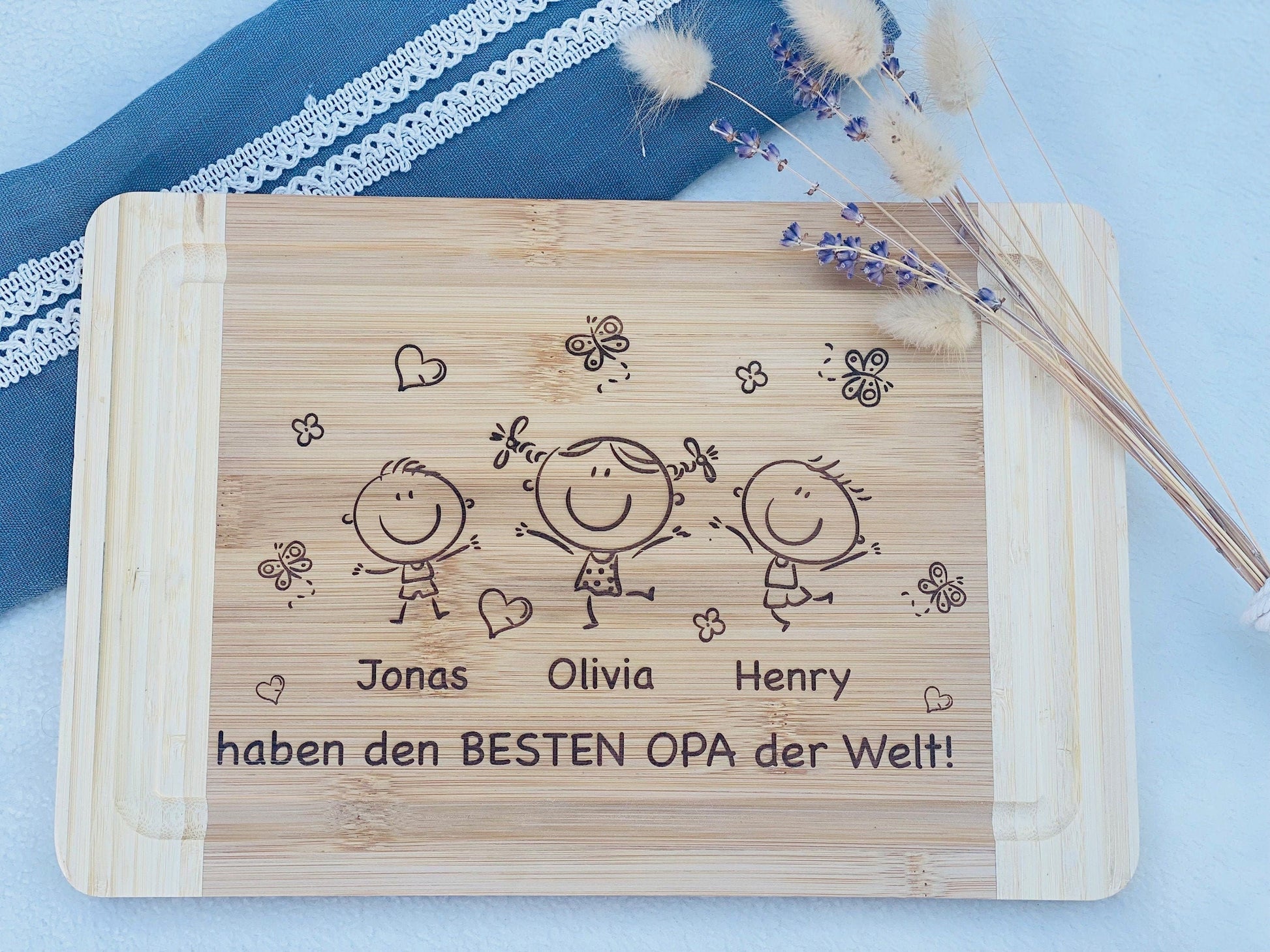 Geschenk für Oma & Opa - Bester Opa, Beste Oma der Welt - Brettchen mit Namen der Enkel