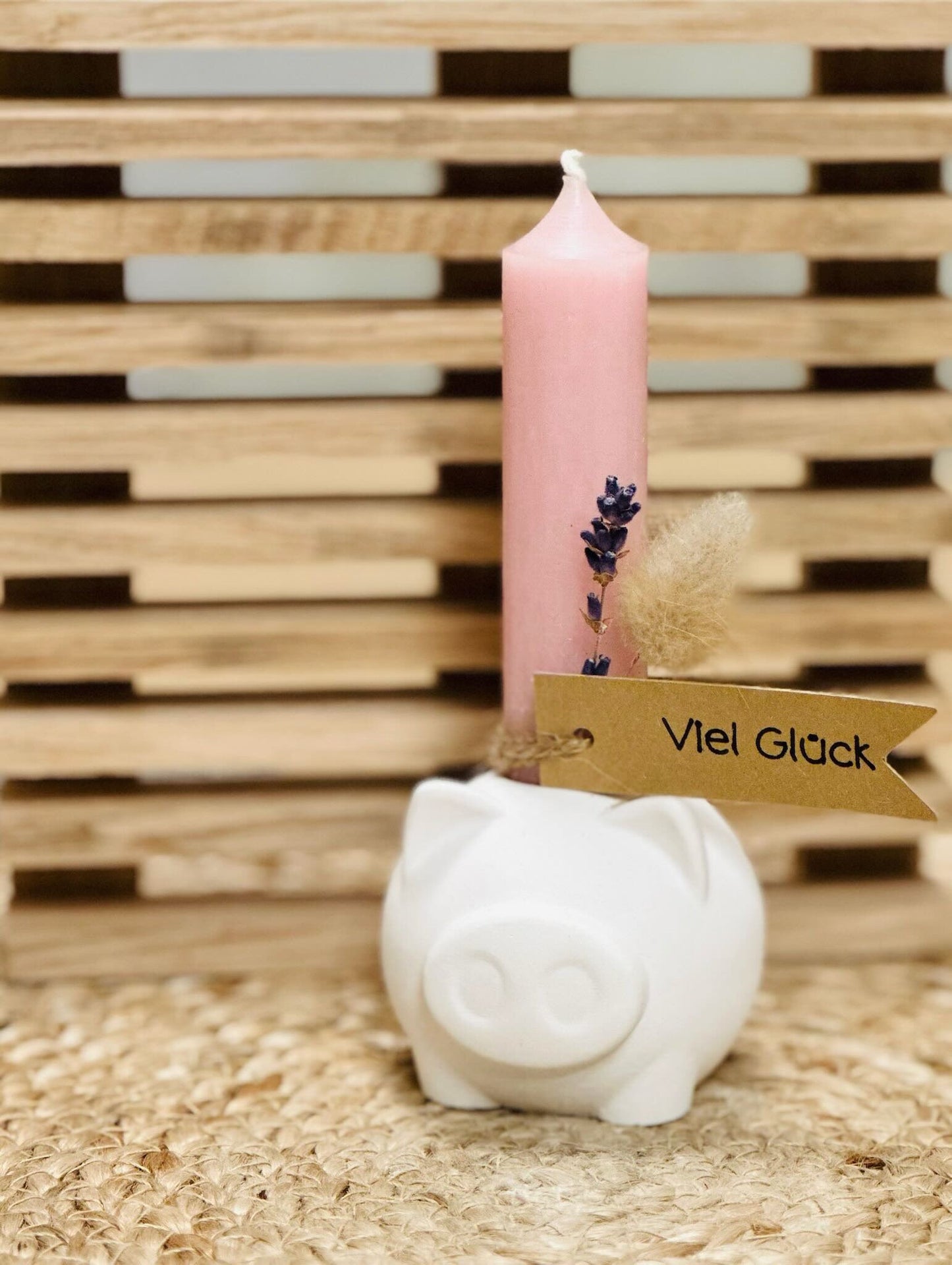 Glücksschweinchen aus Keraflott mit Viel Glück Kerze – Ein zauberhaftes Geschenk für besondere Anlässe! Silvester,Glücksbringer,Mitbringsel