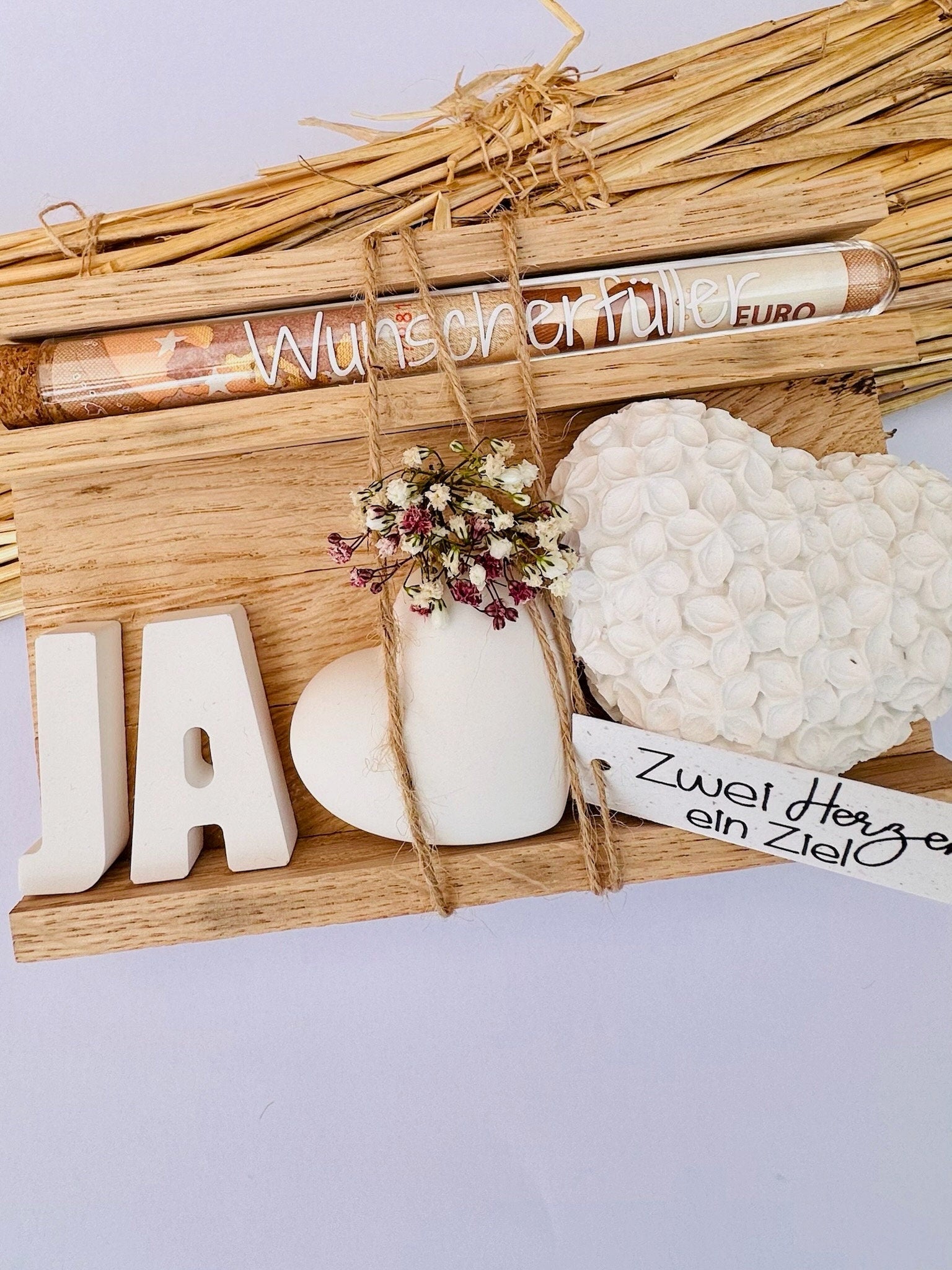 Hochzeitsgeldgeschenk - Geschenke für das Brautpaar, Geldgeschenk,personalisiert, Geschenkverpackung, Holz, Keraflott, Herz