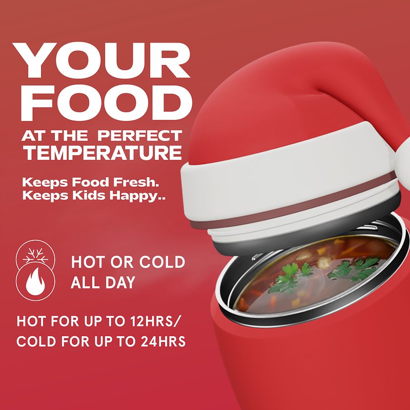 ASOBU Bestie Lunchbox Weihnachtsmann 600ml - Kinder Brotdose Edelstahl