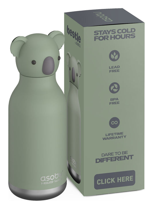 ASOBU Bestie Koala Trinkflasche 460ml - Kinder Edelstahl Isolierflasche