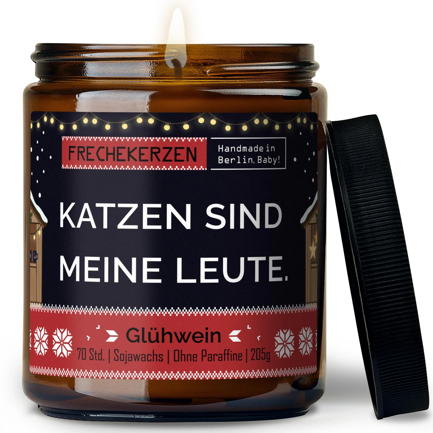 Freche Kerze mit Spruch „Katzen sind meine Leute“, Lustige Duftkerze im Glas by mysoy