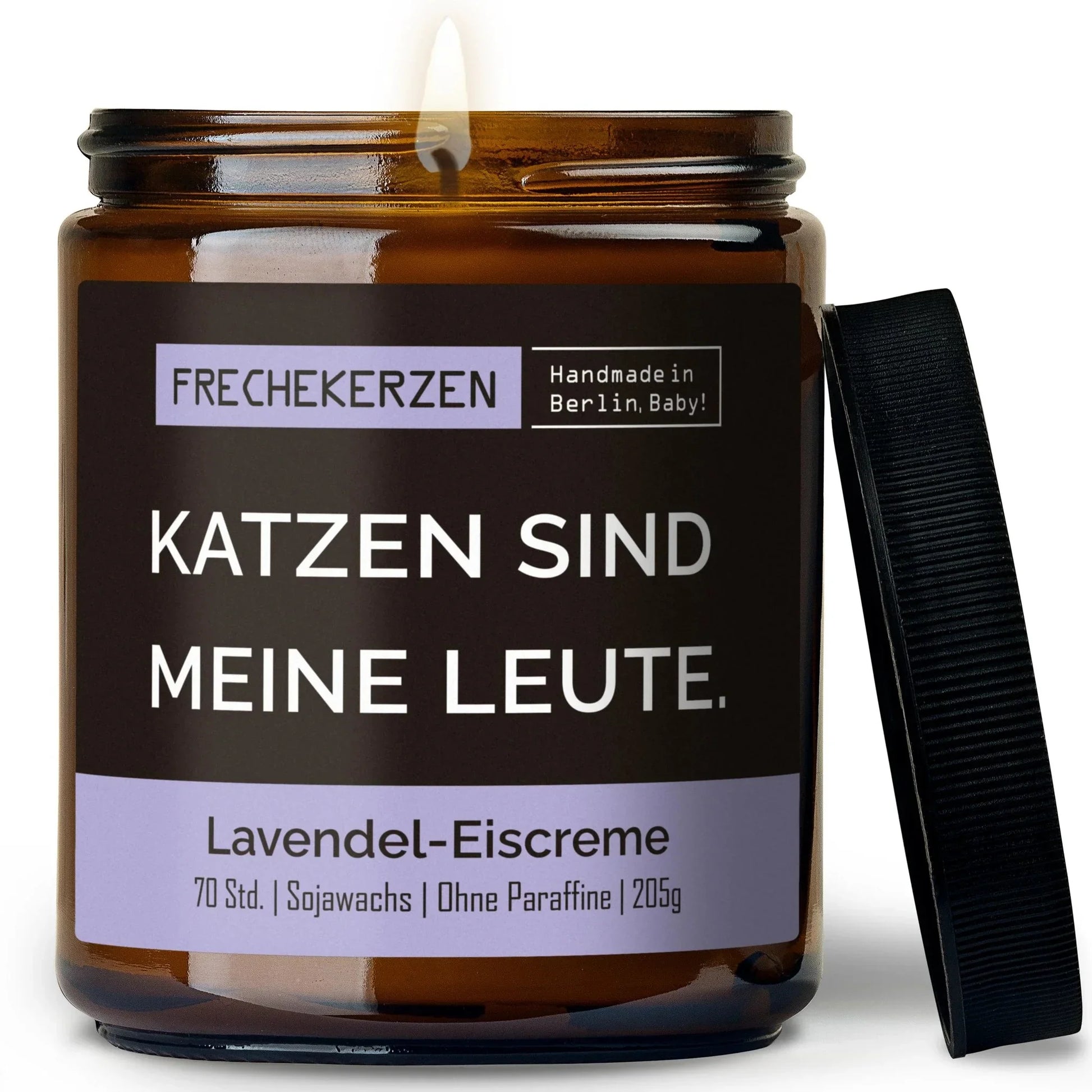 Freche Kerze mit Spruch „Katzen sind meine Leute“, Lustige Duftkerze im Glas by mysoy