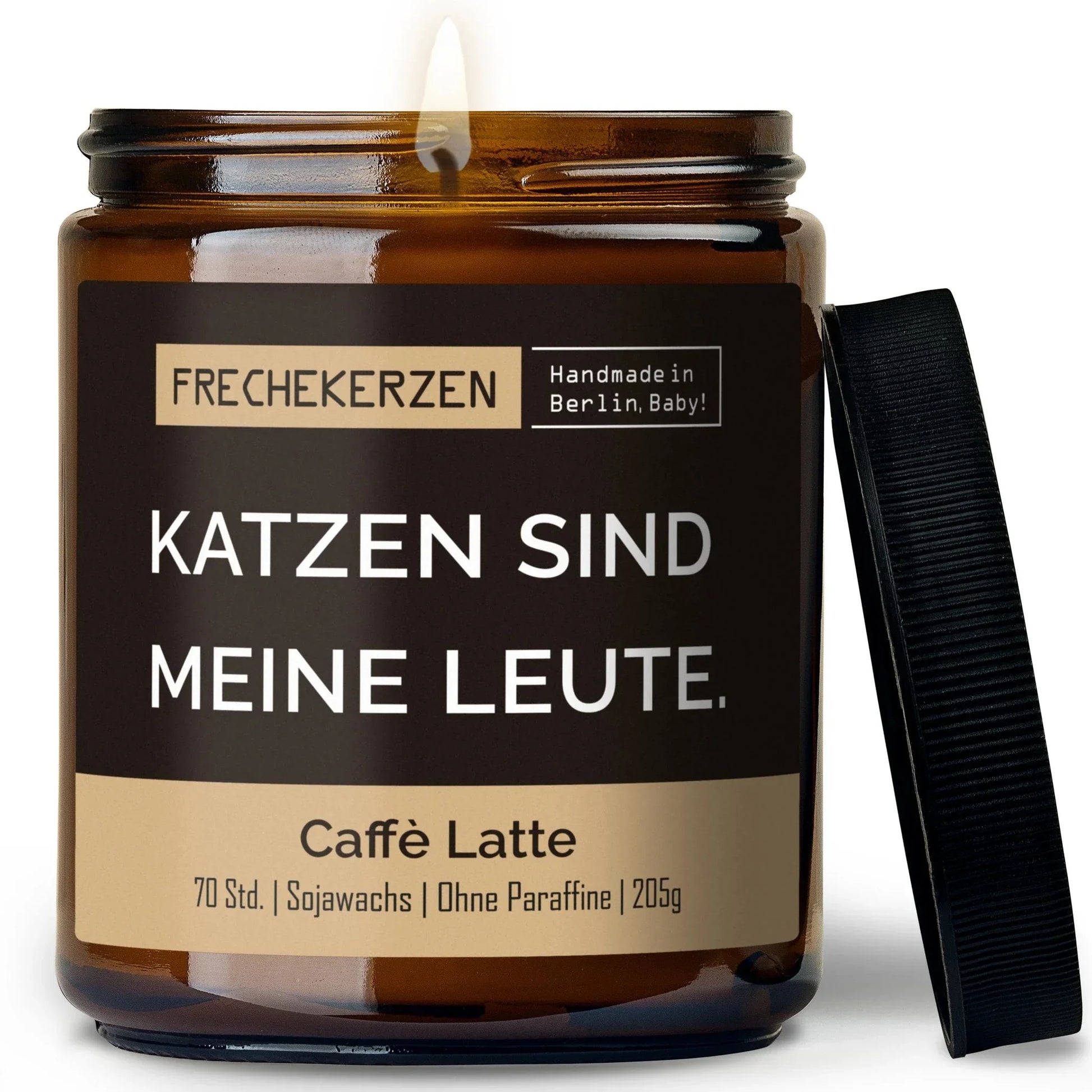 Freche Kerze mit Spruch „Katzen sind meine Leute“, Lustige Duftkerze im Glas by mysoy