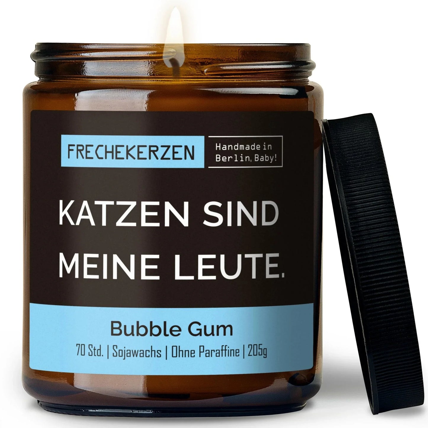 Freche Kerze mit Spruch „Katzen sind meine Leute“, Lustige Duftkerze im Glas by mysoy