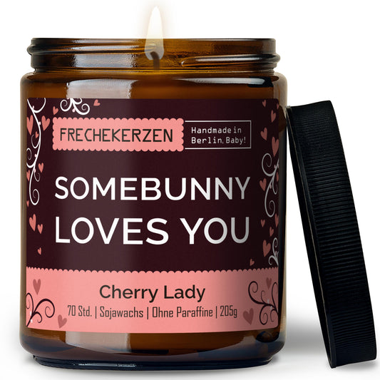 Kerze mit Spruch | somebunny loves you