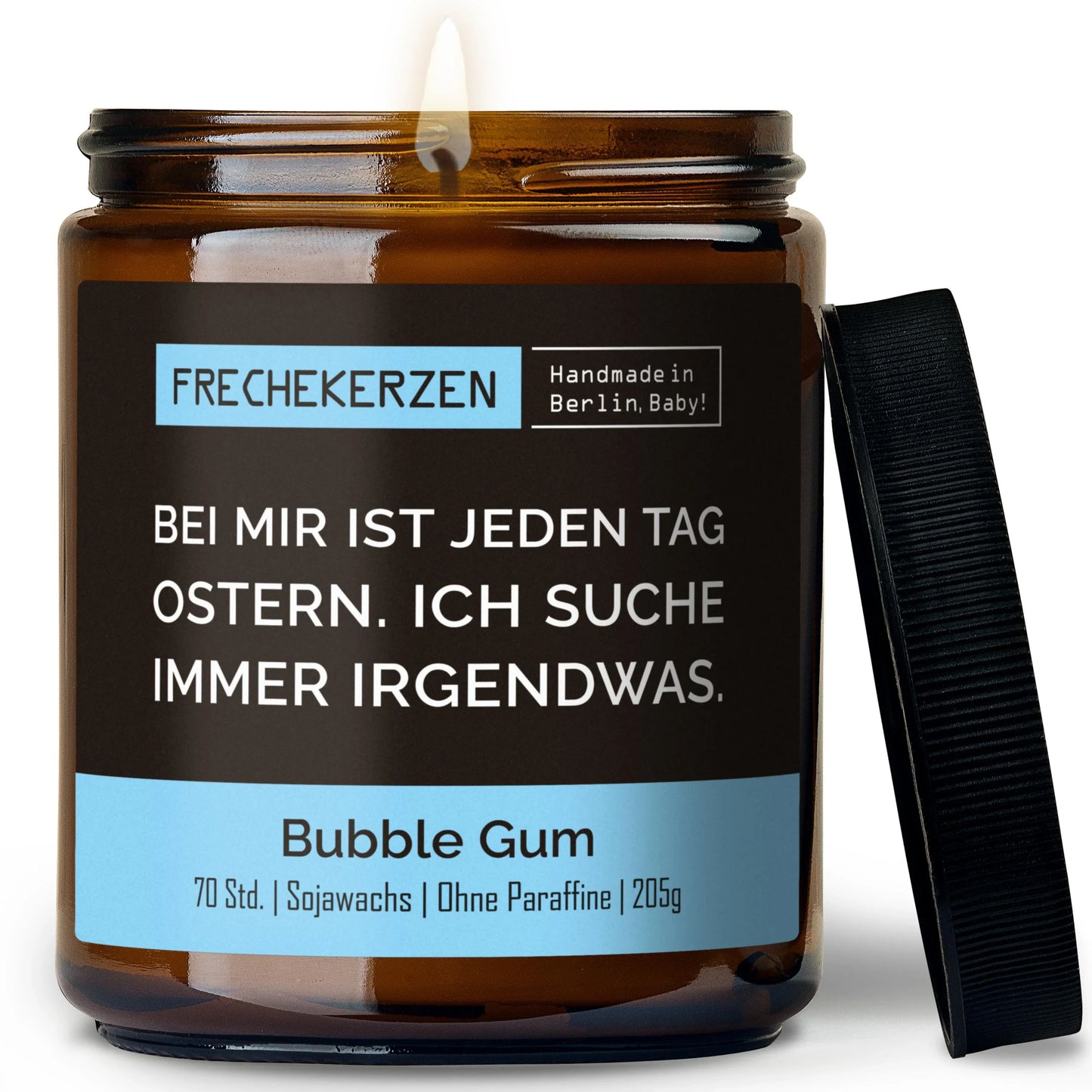 Lustige Kerze mit Spruch „Bei mir ist jeden Tag Ostern“, Freche Duftkerze im Glas by mysoy
