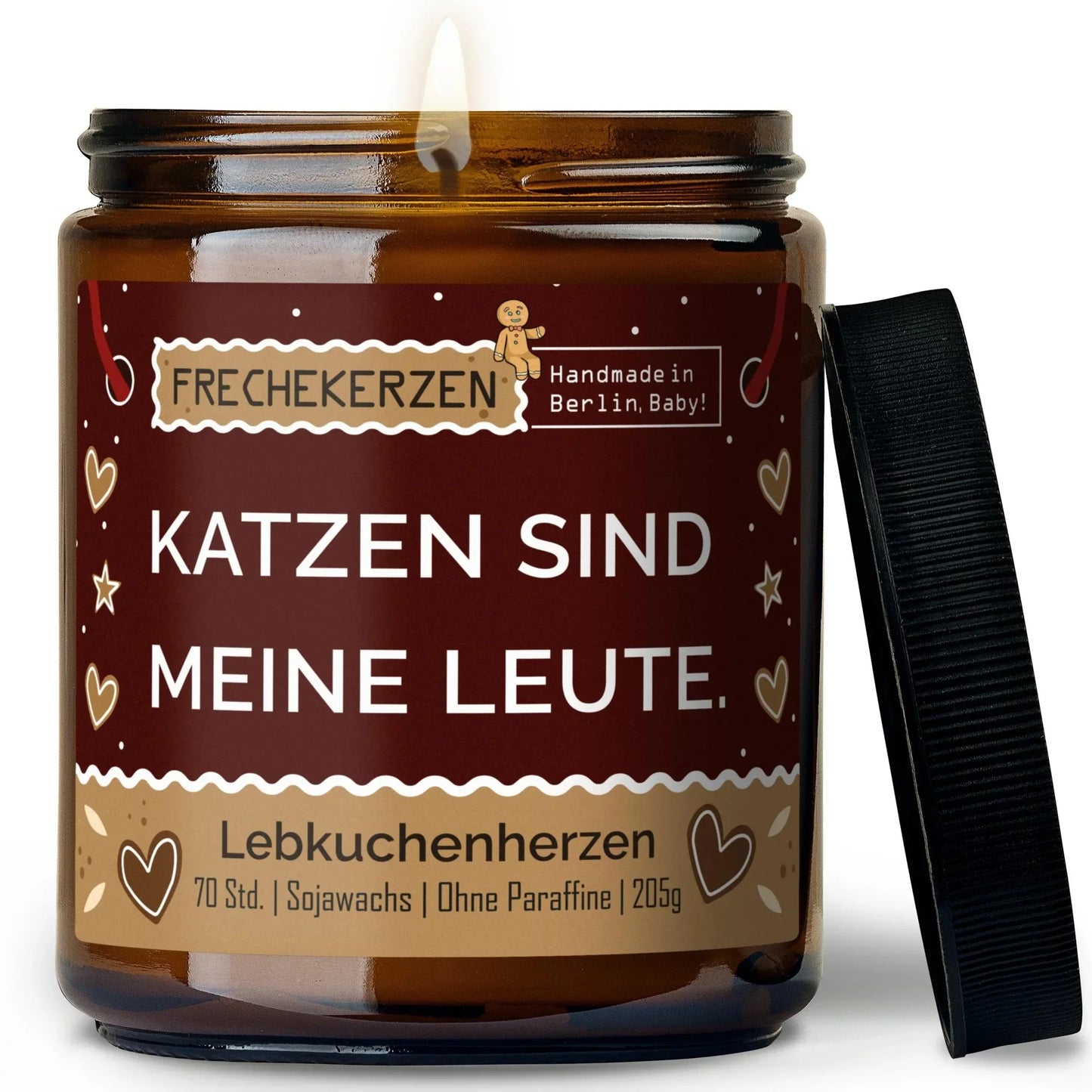 Freche Kerze mit Spruch „Katzen sind meine Leute“, Lustige Duftkerze im Glas by mysoy