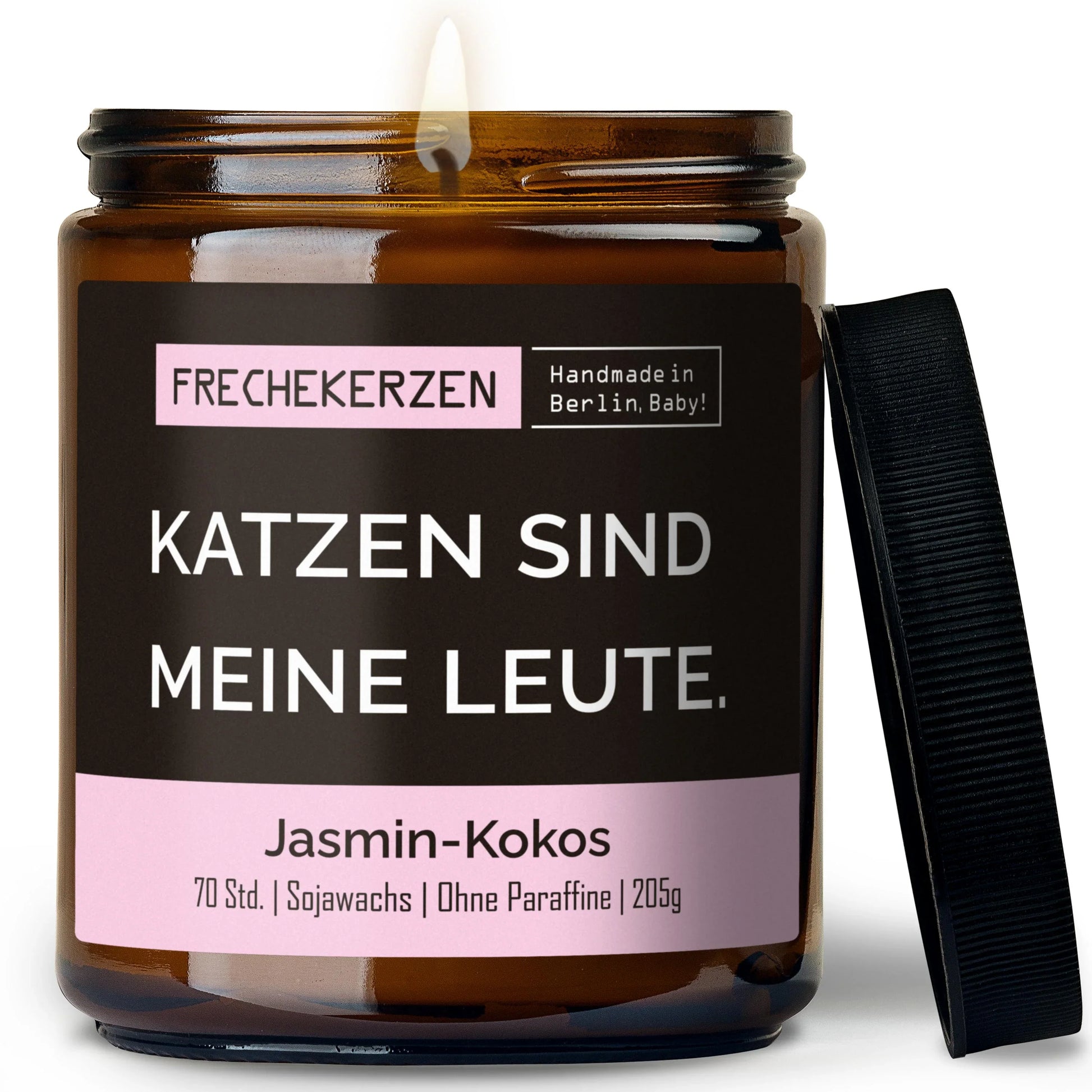 Freche Kerze mit Spruch „Katzen sind meine Leute“, Lustige Duftkerze im Glas by mysoy