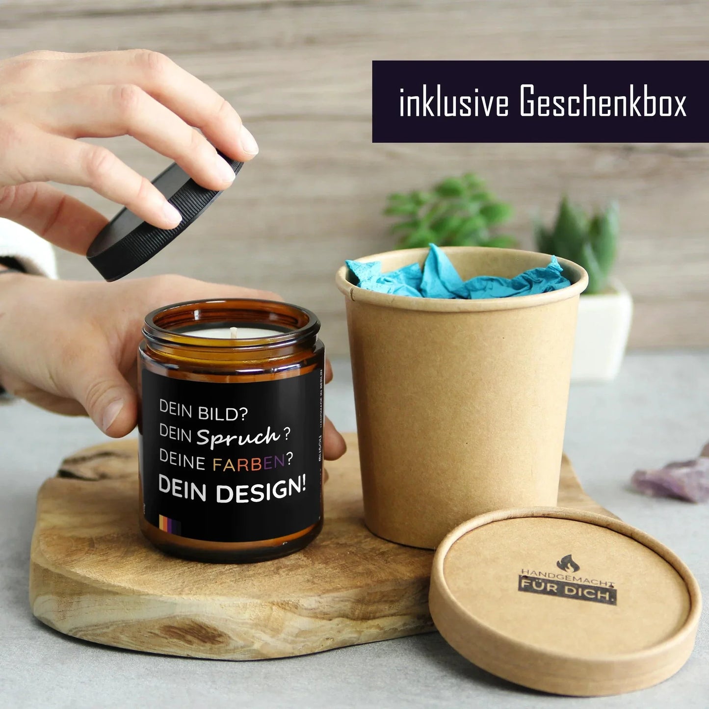Personalisierte Duftkerze | Kerze mit eigenem Foto, Spruch oder Logo by mysoy